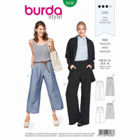 FrocKit 14A -  Burda 6436 Pants view A - Pants in Medium Weight Navy Blue cotton or Navy Wool Blend check