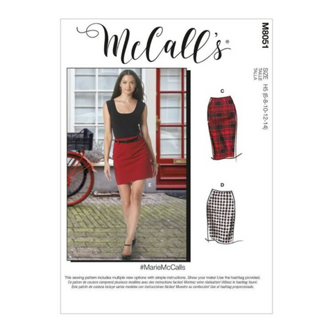 FrocKit 88B -  McCalls 8051 Skirt View B, C D or E - Check Bengaline or check lightweight wool