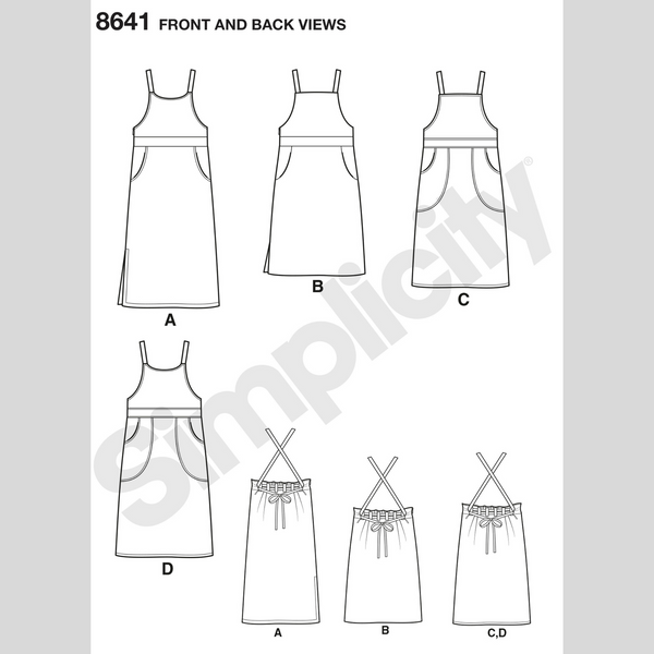 FrocKit 32B -  Simplicity 8641 Pinafore  view B - Grey Linen