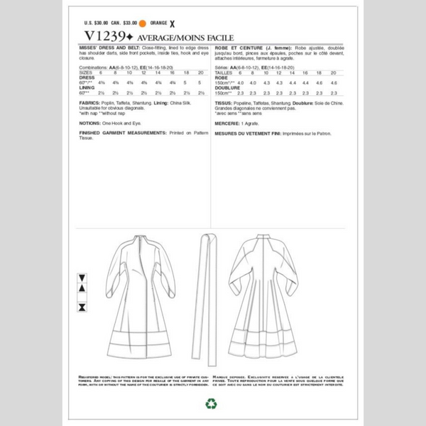 FrocKit 5 -  Vogue 1239 Dress - Grey Polyster/Cotton weave pattern