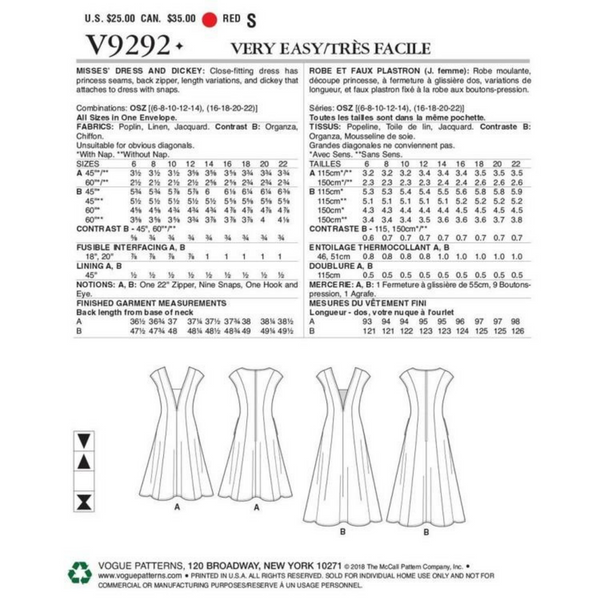 FrocKit 53B -  Vogue 9292 Dress View B - Black Medium Weight Satin