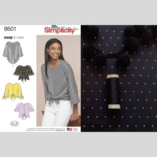 FrocKit 41B -  Simplicity 8601 Top View B - Cotton Black and white dots