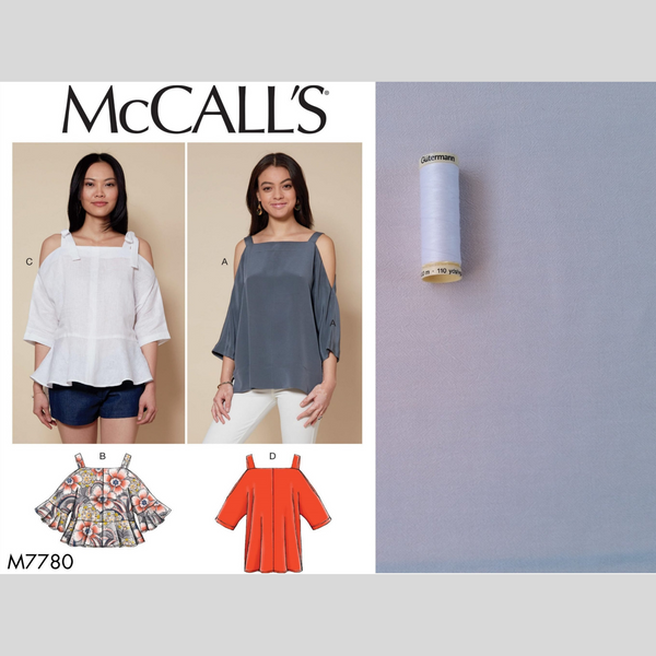 FrocKit 16A -  McCall's 7780 Top view A - Offwhite Viscose and Linen Blend