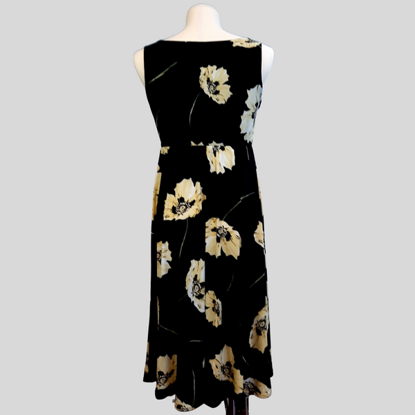 FrocKit 10B -  Vogue 9312 View B Dress - Black Stretch Cotton/Spandex featuring yellow poppies