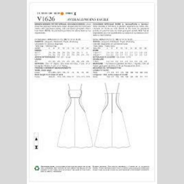 Frockit 52 - Vogue 1626 View Dress - Off White cotton featuring chevron pattern