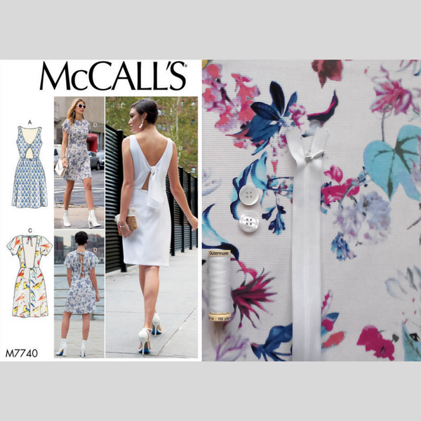 FrocKit 8A -  McCall's 7740 view A - Dress in cotton floral fabric featuring hummingbirds