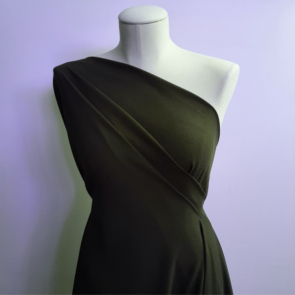 FrocKit 51A -  Burda 6365 Dress View A - Moss Green coloured Crepe