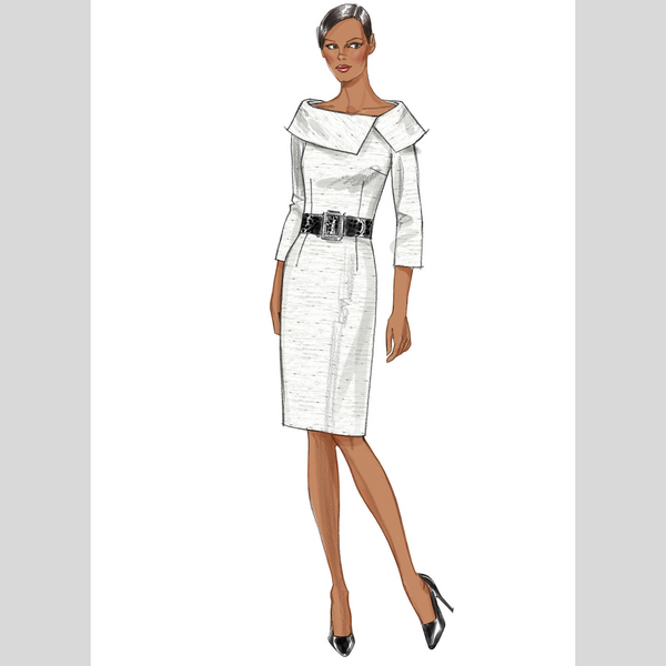 FrocKit 49A -  Vogue 8630 Dress View A - Black and White Stretch Sateen