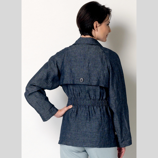 FrocKit 28B -  Butterick 6331 Jacket View B - Medium Weight Cotton Blend in Navy and Shades of Grey