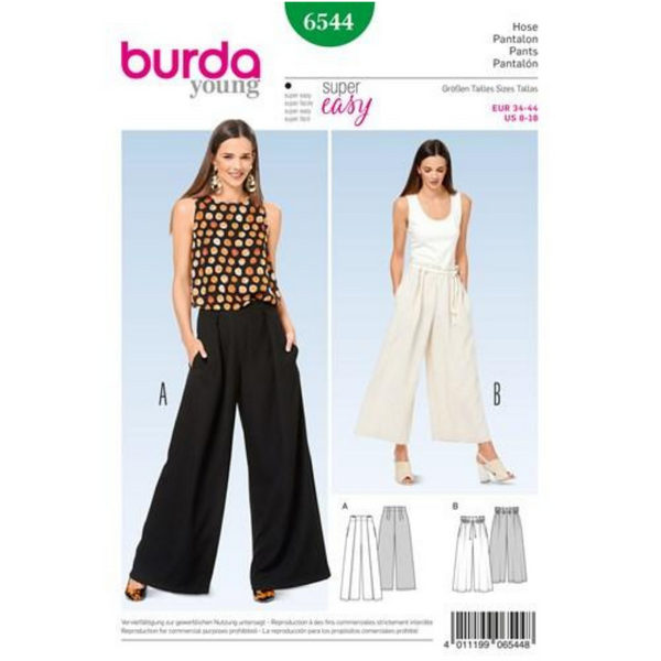 FrocKit 33A -  Burda 6544 Pants view A - Charcoal Hanky Linen