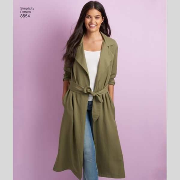 FrocKit 67A -  Simplicity 8554 Trench Coat View A - Tencel  or Herringbone Viscose