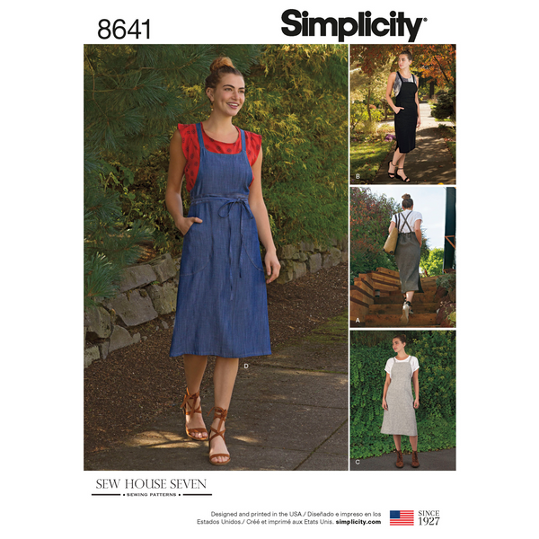 FrocKit 32B -  Simplicity 8641 Pinafore  view B - Grey Linen