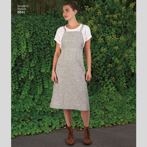 FrocKit 32B -  Simplicity 8641 Pinafore  view B - Grey Linen