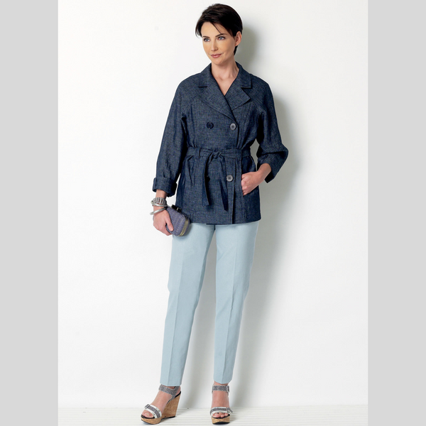 FrocKit 28B -  Butterick 6331 Jacket View B - Medium Weight Cotton Blend in Navy and Shades of Grey