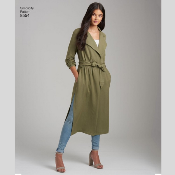 FrocKit 67A -  Simplicity 8554 Trench Coat View A - Tencel  or Herringbone Viscose