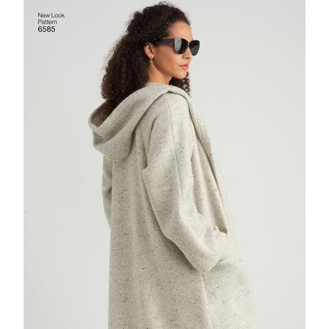 FrocKit 68B -  New Look 6585 Coat with Hood View B - Grey and white Wool Blend