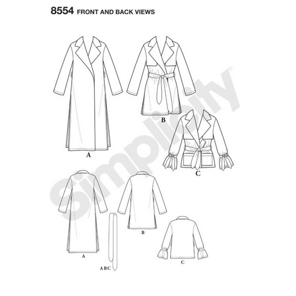 FrocKit 67A -  Simplicity 8554 Trench Coat View A - Tencel  or Herringbone Viscose