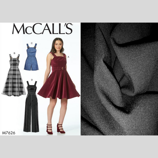 FrocKit 40D -  McCalls 7626 Dress View A - Black  Mechanical Stretch