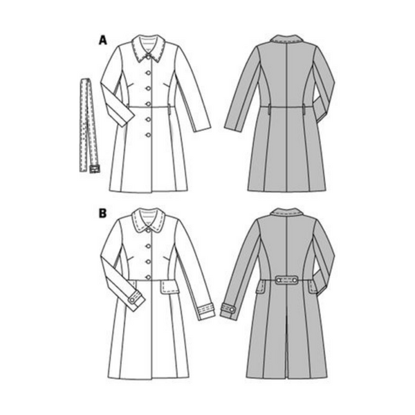 FrocKit 2A&B -  Burda 6772 Coat view A or B - Black and White patterned jacquard fabric