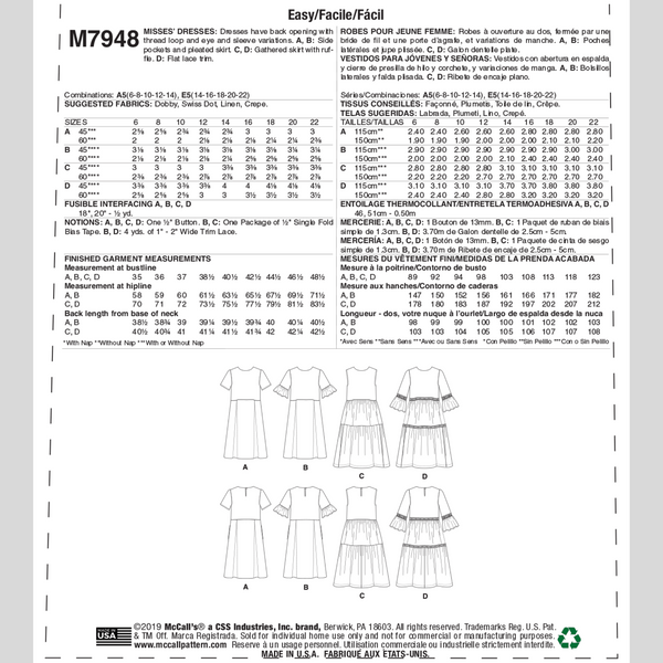 FrocKit 64C -  McCalls 7948 (M7948) Dress View C - Poly Cotton Gingham