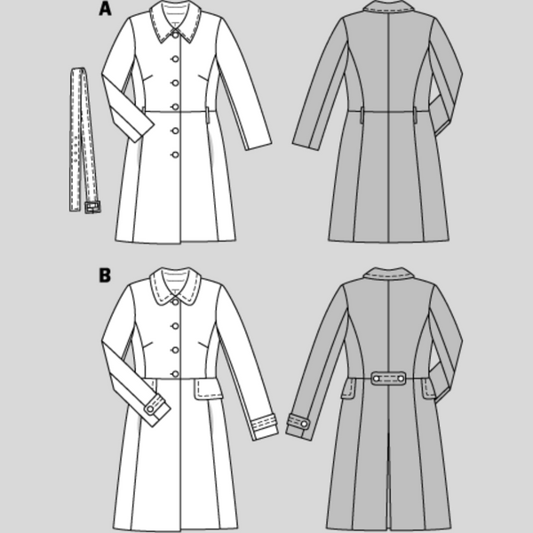 FrocKit 2A&B -  Burda 6772 Coat view A or B - Black and White patterned jacquard fabric