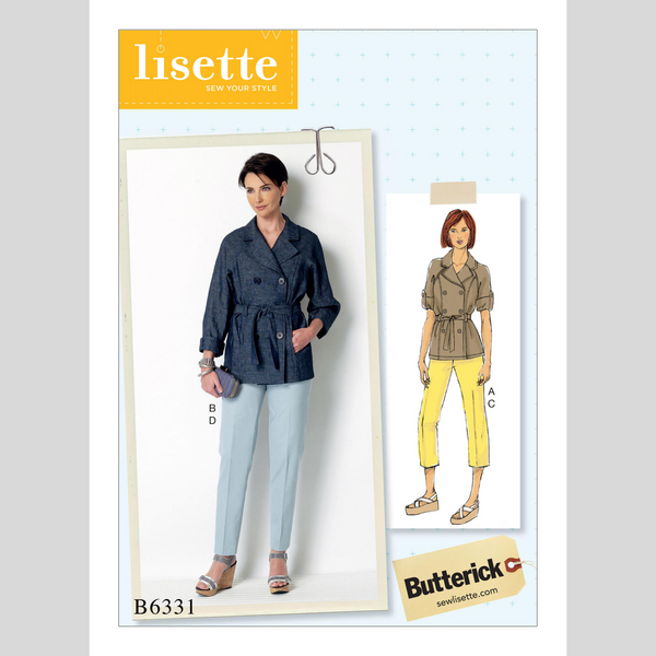 FrocKit 28B -  Butterick 6331 Jacket View B - Medium Weight Cotton Blend in Navy and Shades of Grey