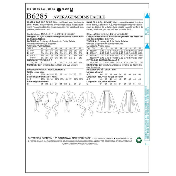 FrocKit 70B -  Butterick 6285 Top view B - Solid and floral jersey fabric options