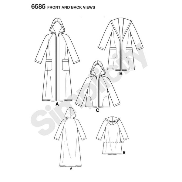 FrocKit 68B -  New Look 6585 Coat with Hood View B - Grey and white Wool Blend