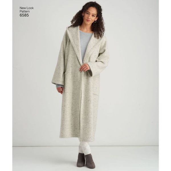 FrocKit 68B -  New Look 6585 Coat with Hood View B - Grey and white Wool Blend