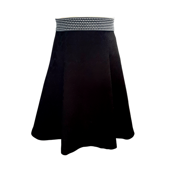 FrocKit 93A -  Burda 6247 Skirt View A, - Black Jacquard with elastic waistband options