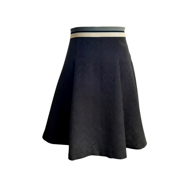 FrocKit 93A -  Burda 6247 Skirt View A, - Black Jacquard with elastic waistband options