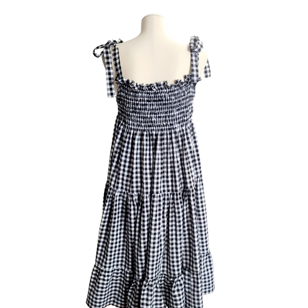 FrocKit 94A - Simplicity 9141 Dress view A - Black and White poly cotton Gingham Check