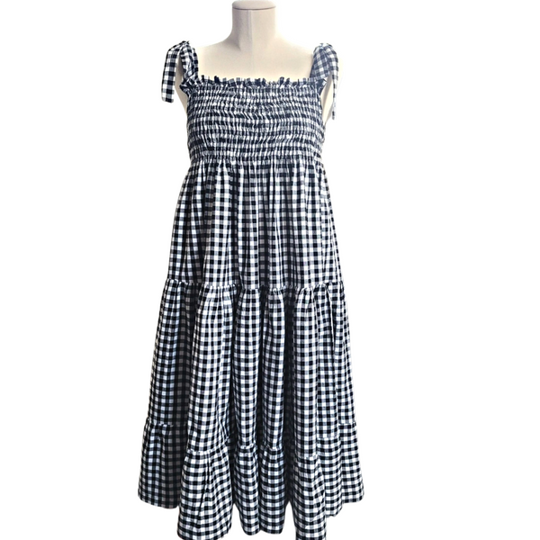 FrocKit 94A - Simplicity 9141 Dress view A - Black and White poly cotton Gingham Check