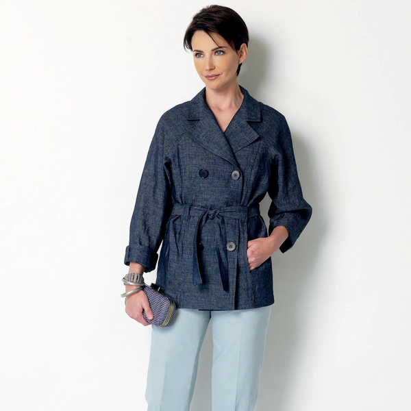 FrocKit 28B -  Butterick 6331 Jacket View B - Medium Weight Cotton Blend in Navy and Shades of Grey