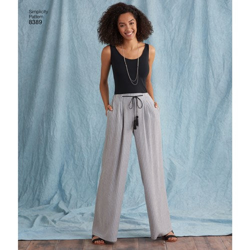 FrocKit 43A  Simplicity  8389 Pants view A - Medium Weight rayon or Hanky Linen fabric options