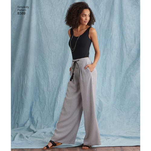 FrocKit 43A  Simplicity  8389 Pants view A - Medium Weight rayon or Hanky Linen fabric options